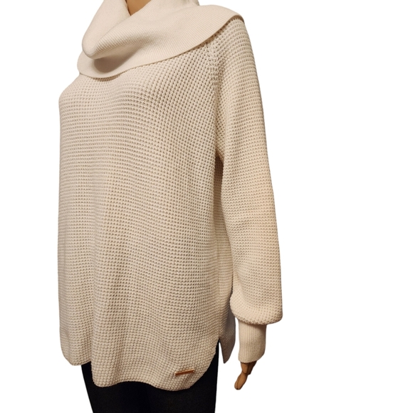 Michael Kors White Cowl Neck Waffle Pattern Pullover Sweater L - Picture 5 of 13